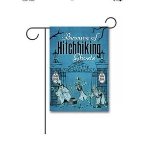 Disney Haunted Mansion Beware of Hitchhiking Ghosts Halloween Garden Flag 12x18